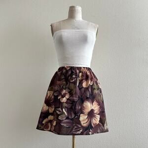 handmade purple burgundy cream floral mini skirt